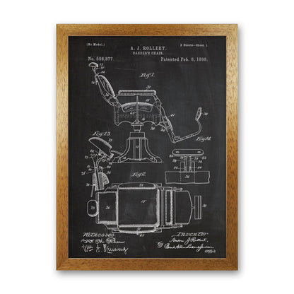 Barber's Chair Patent Art Print by Jason Stanley Oak Grain