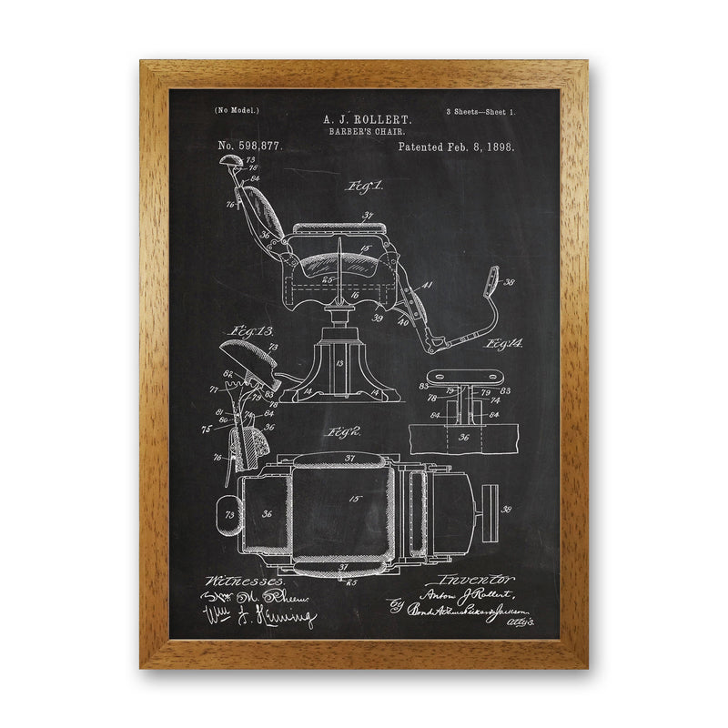 Barber's Chair Patent Art Print by Jason Stanley Oak Grain
