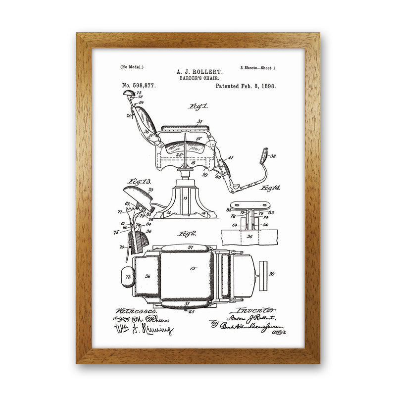 Barber Chair Patent Art Print by Jason Stanley Oak Grain
