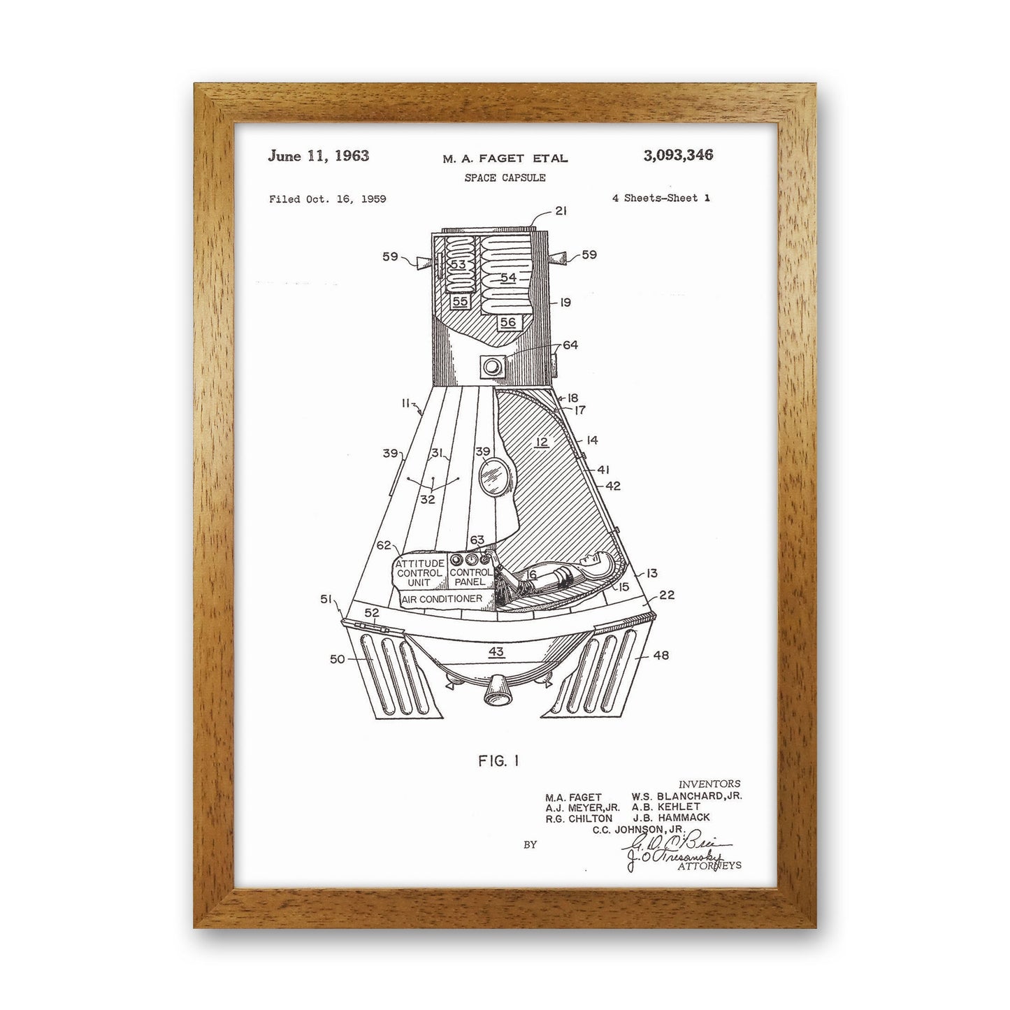 Space Capsule Patent Art Print by Jason Stanley Oak Grain