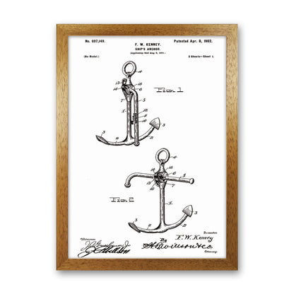 Anchor Patent White Art Print by Jason Stanley Oak Grain