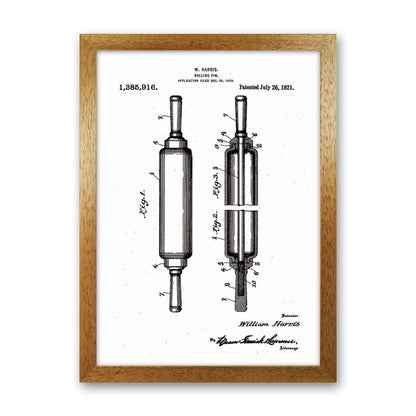 Rolling Pin Patent Art Print by Jason Stanley Oak Grain
