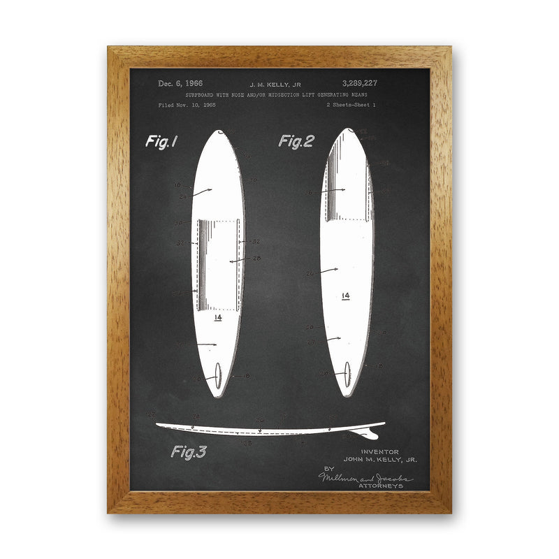 Surfboard Patent 1 Art Print by Jason Stanley Oak Grain