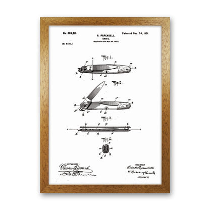 Pocket Knife Patent Art Print by Jason Stanley Oak Grain