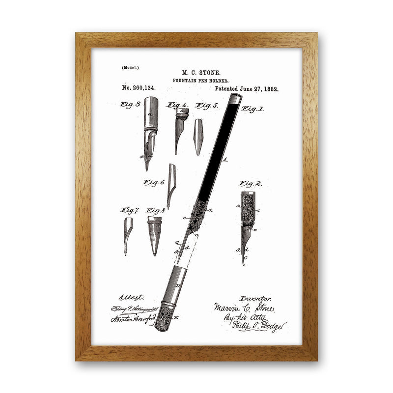 Fountain Pen Patent Art Print by Jason Stanley Oak Grain