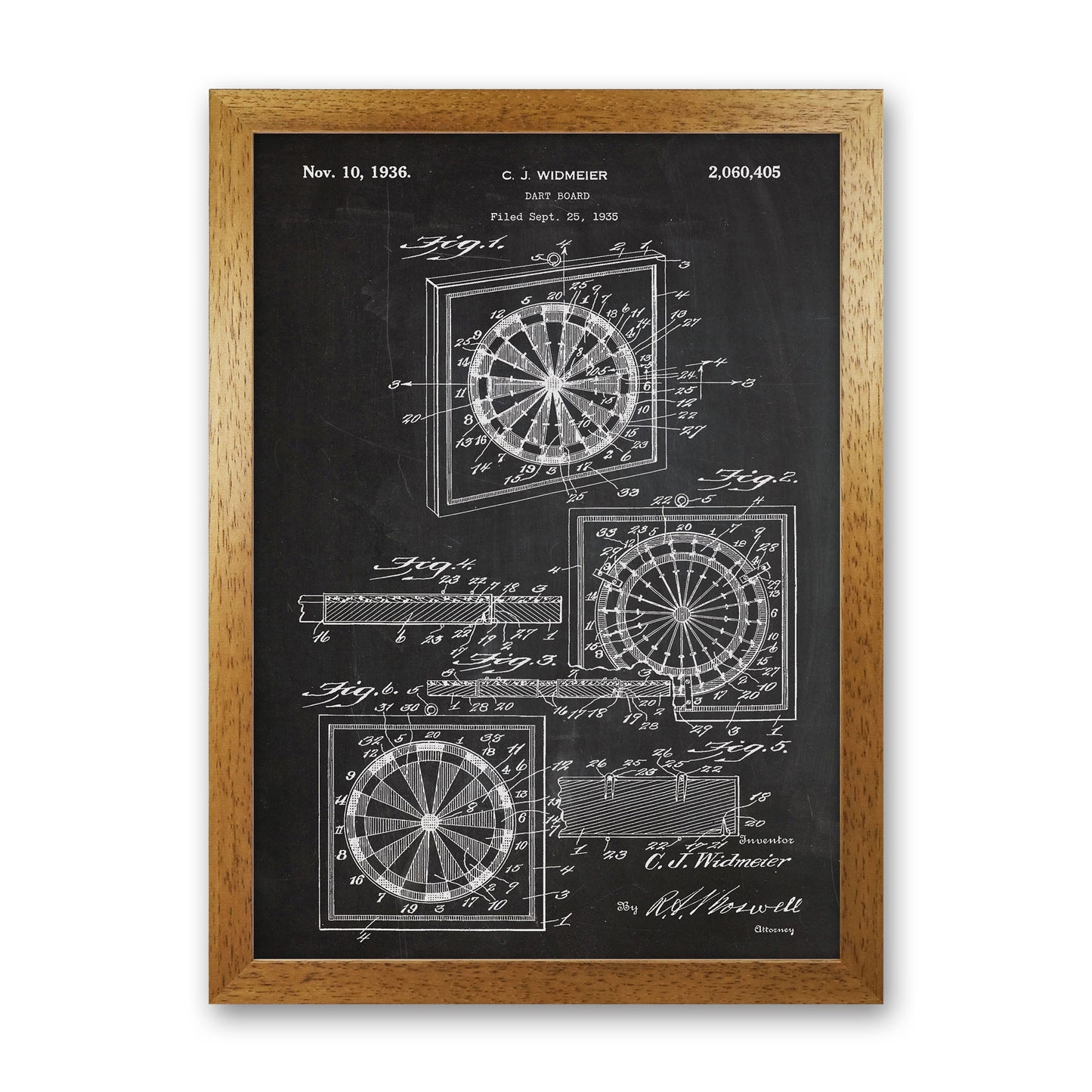 Dart Board Patent Art Print by Jason Stanley Oak Grain