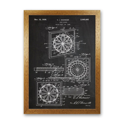 Dart Board Patent Art Print by Jason Stanley Oak Grain