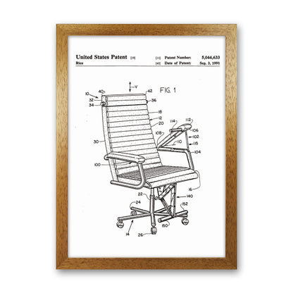 Desk Chair Patent Art Print by Jason Stanley Oak Grain
