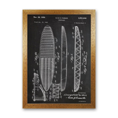 Surfboard Patent Art Print by Jason Stanley Oak Grain