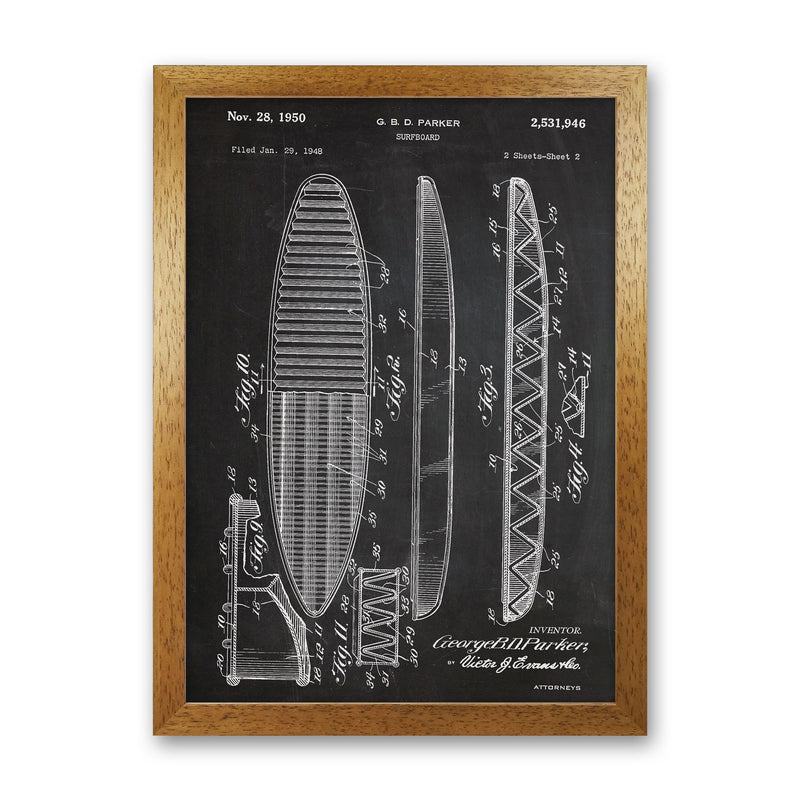 Surfboard Patent Art Print by Jason Stanley Oak Grain