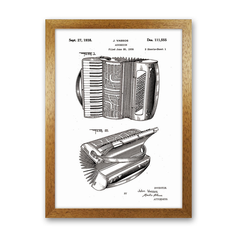 Accordian Patent Art Print by Jason Stanley Oak Grain