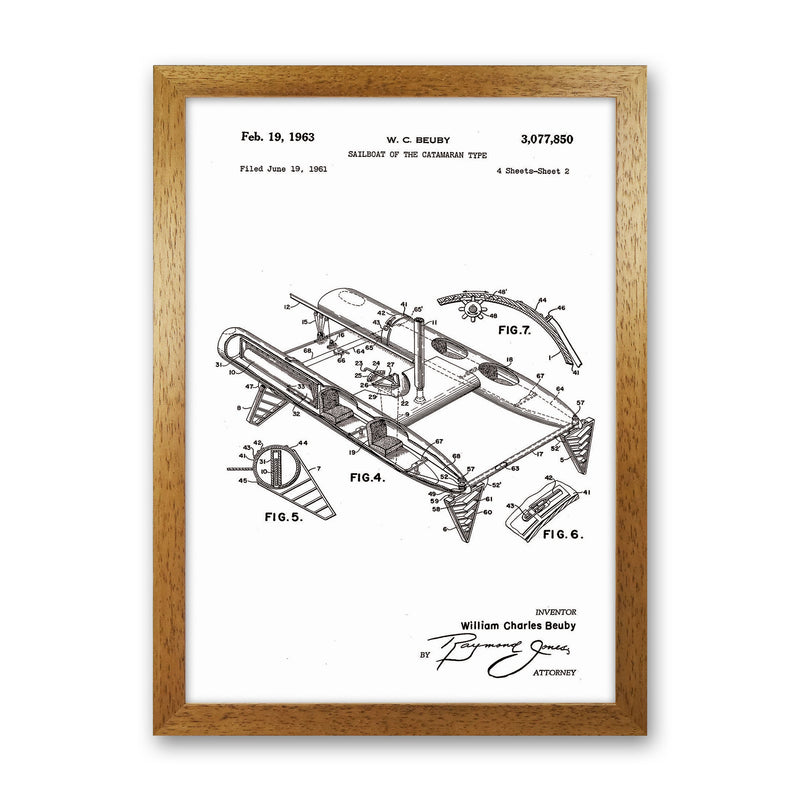 Catamaran Patent Art Print by Jason Stanley Oak Grain