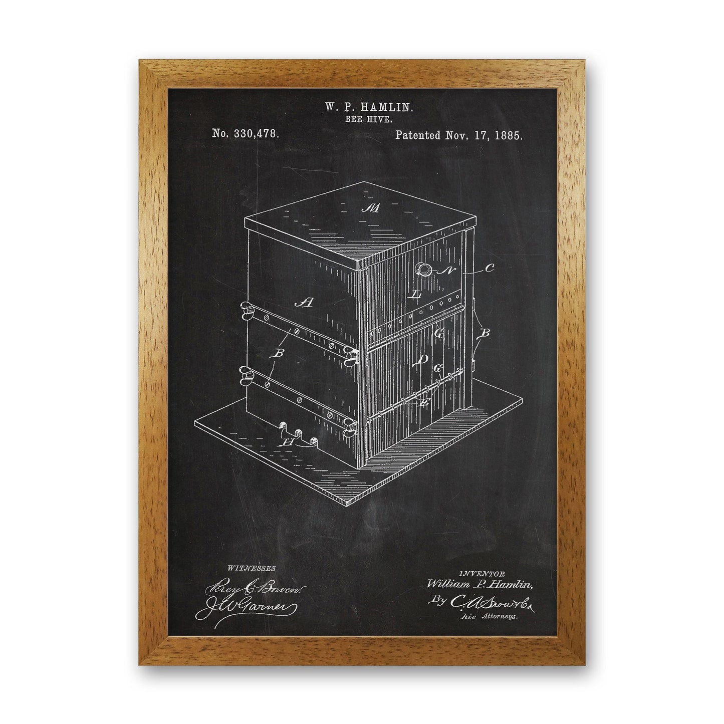 Bee Hive Patent Art Print by Jason Stanley Oak Grain
