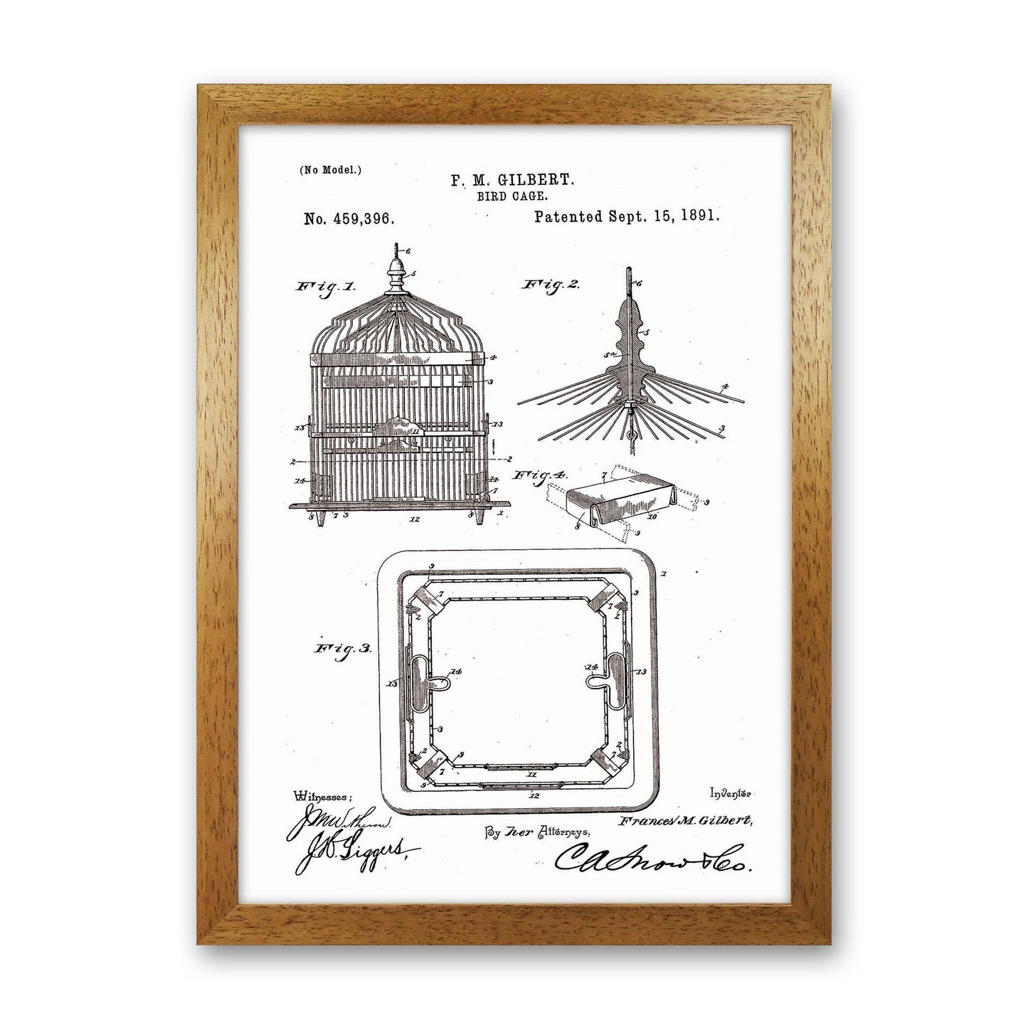 Bird Cage Patent Art Print by Jason Stanley Oak Grain
