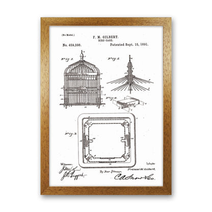 Bird Cage Patent Art Print by Jason Stanley Oak Grain