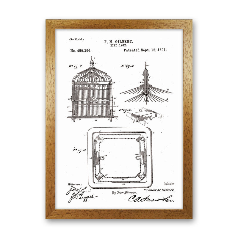 Bird Cage Patent Art Print by Jason Stanley Oak Grain
