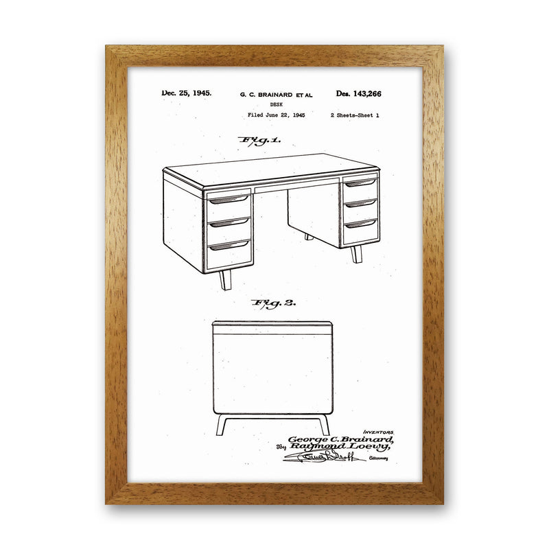 Desk Patent Art Print by Jason Stanley Oak Grain