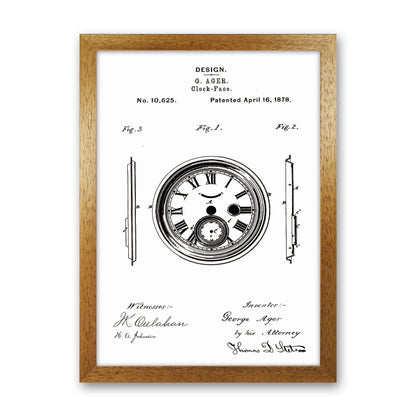 Clock Patent Art Print by Jason Stanley Oak Grain