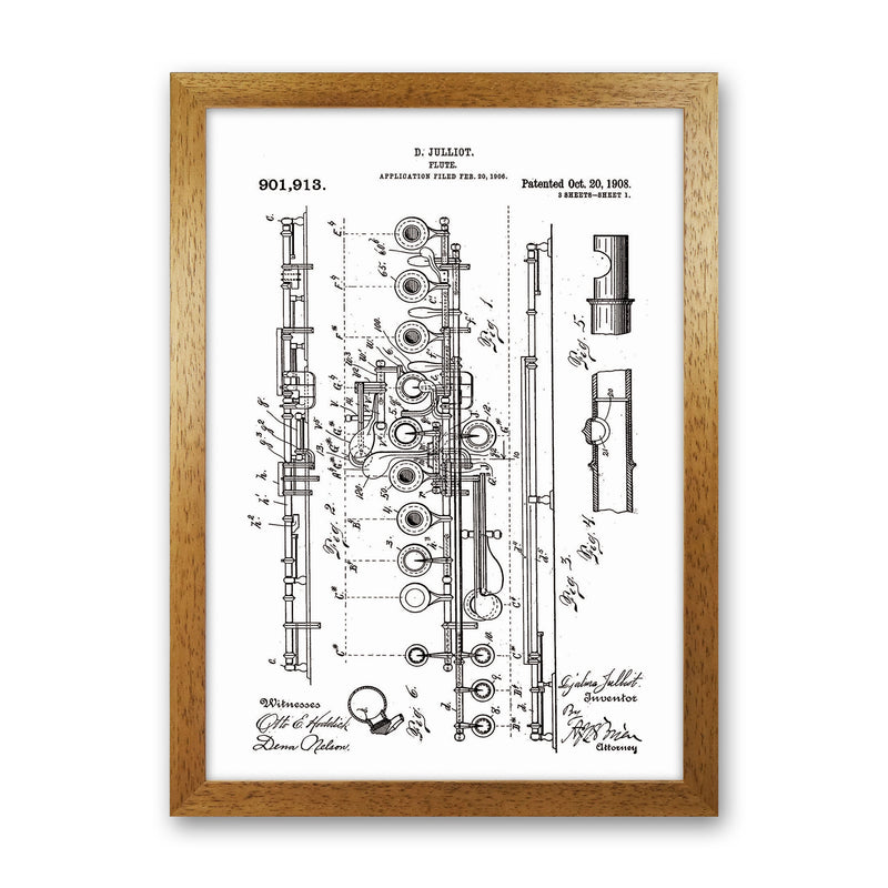 Flute Patent Art Print by Jason Stanley Oak Grain