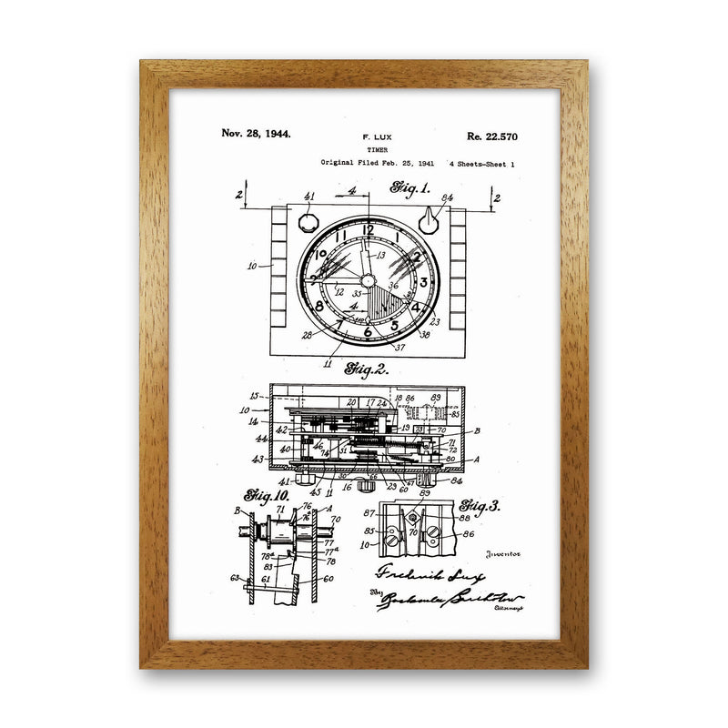 Timer Patent Art Print by Jason Stanley Oak Grain