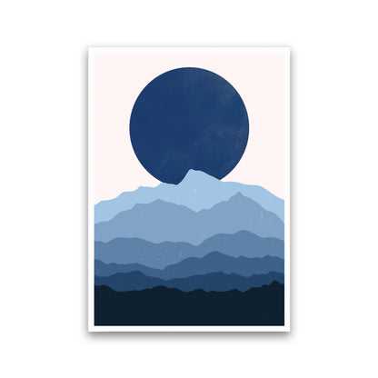 Blue Abstract Moonrise Art Print by Jason Stanley Print Only
