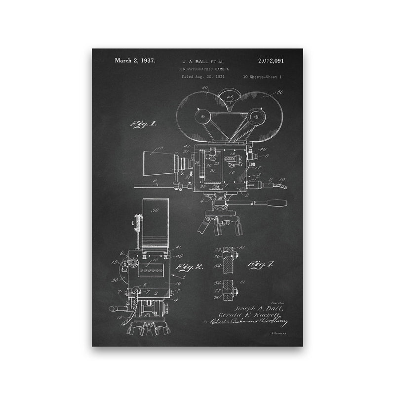 Cinema Camera Patent-Chalkboard Art Print by Jason Stanley Print Only