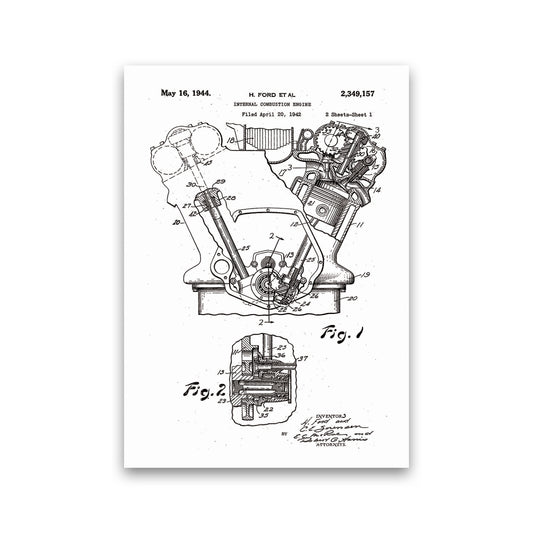 Ford Internal Combustion Engine Patent Art Print by Jason Stanley Print Only