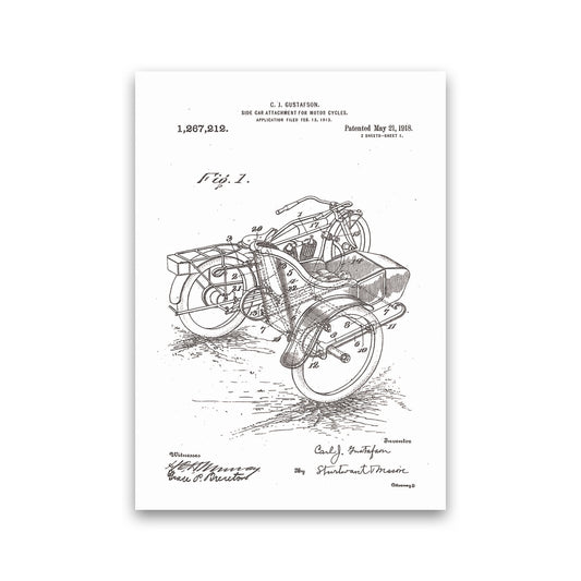 Motorcycle With Side Car Patent Art Print by Jason Stanley Print Only
