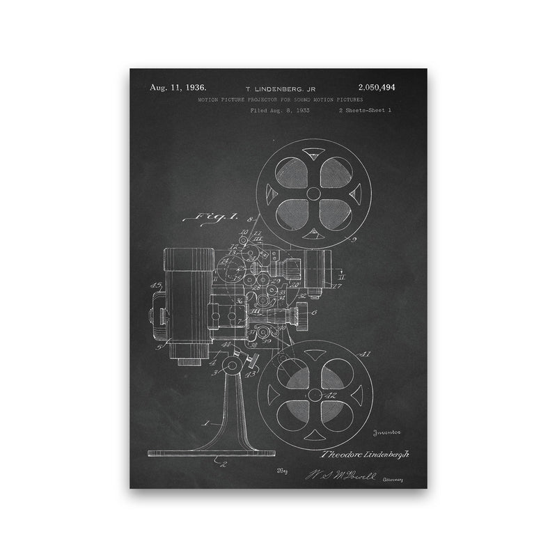 Motion Picture Projector Patent-Chalkboard Art Print by Jason Stanley Print Only