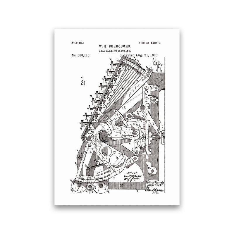 Calculating Machine Patent Art Print by Jason Stanley Print Only