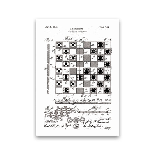 Chess And Checkers Board Patent Art Print by Jason Stanley Print Only