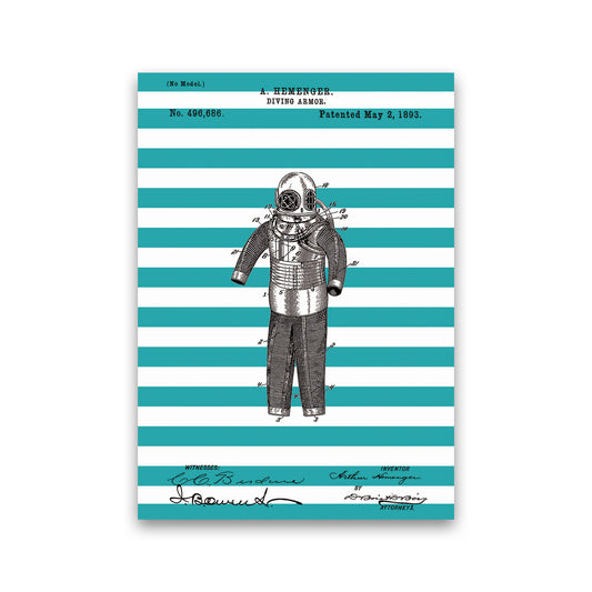 Diving Armor Patent Stripe Art Print by Jason Stanley Print Only