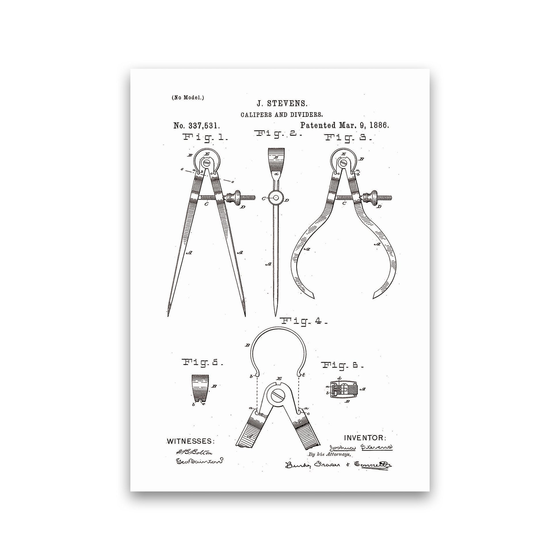 Calipers And Dividers Patent Art Print by Jason Stanley Print Only