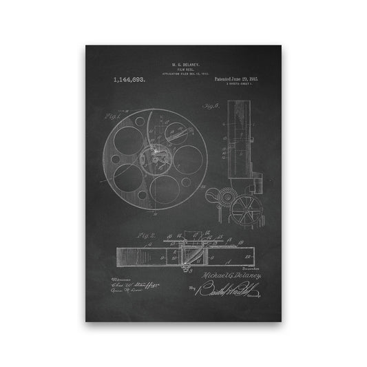 Film Reel Patent 2-Chalkboard Art Print by Jason Stanley Print Only