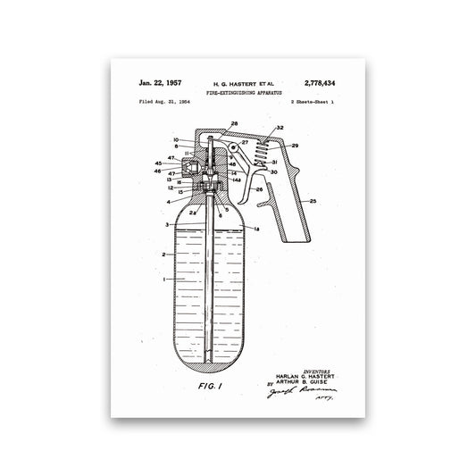 Fire Extinguisher Patent Art Print by Jason Stanley Print Only