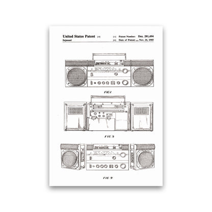 Ghetto Blaster Patent Art Print by Jason Stanley Print Only