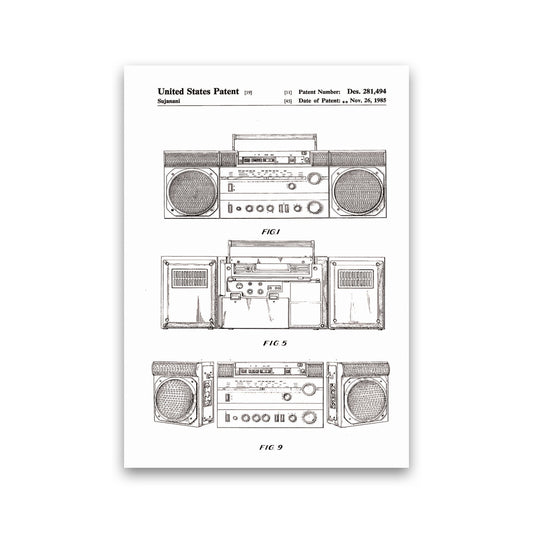 Ghetto Blaster Patent Art Print by Jason Stanley Print Only