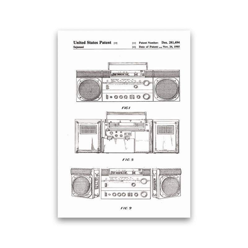 Ghetto Blaster Patent Art Print by Jason Stanley Print Only