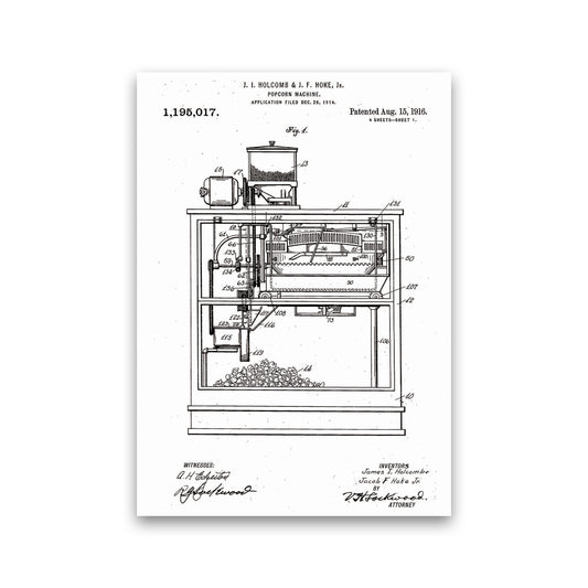 Popcorn Machine Patent Art Print by Jason Stanley Print Only