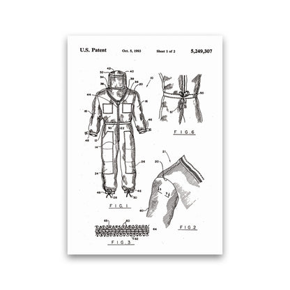 Bee Keeper Suit Patent Art Print by Jason Stanley Print Only