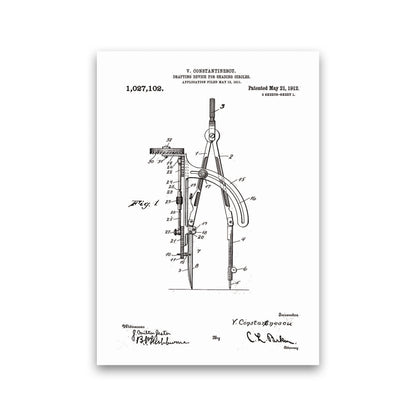 Drafting Device Patent Art Print by Jason Stanley Print Only