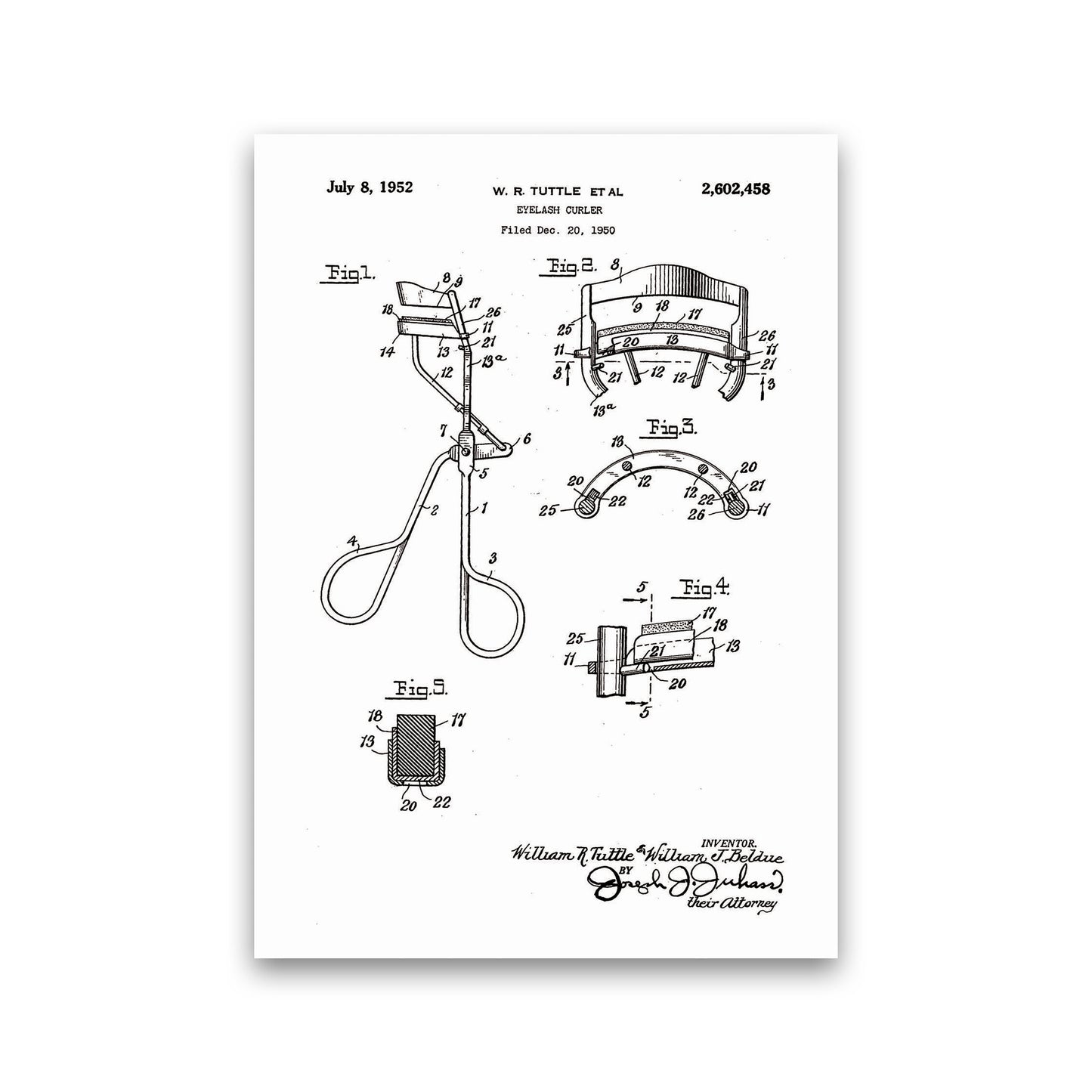 Eyelash Curler Patent Art Print by Jason Stanley Print Only