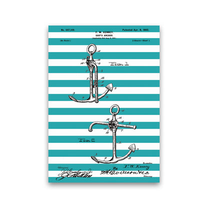 Anchor Patent Stripe Art Print by Jason Stanley Print Only
