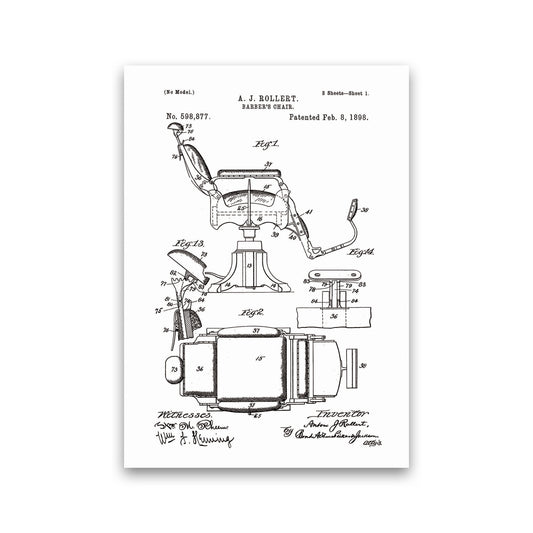 Barber Chair Patent Art Print by Jason Stanley Print Only