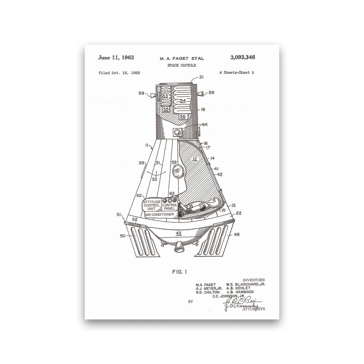 Space Capsule Patent Art Print by Jason Stanley Print Only