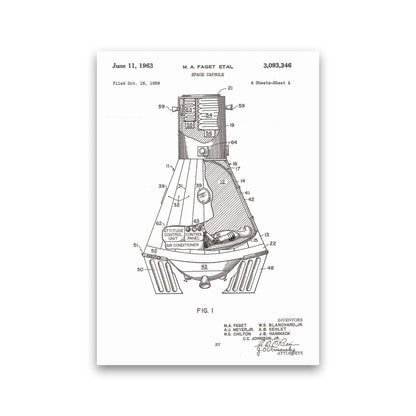 Space Capsule Patent Art Print by Jason Stanley Print Only