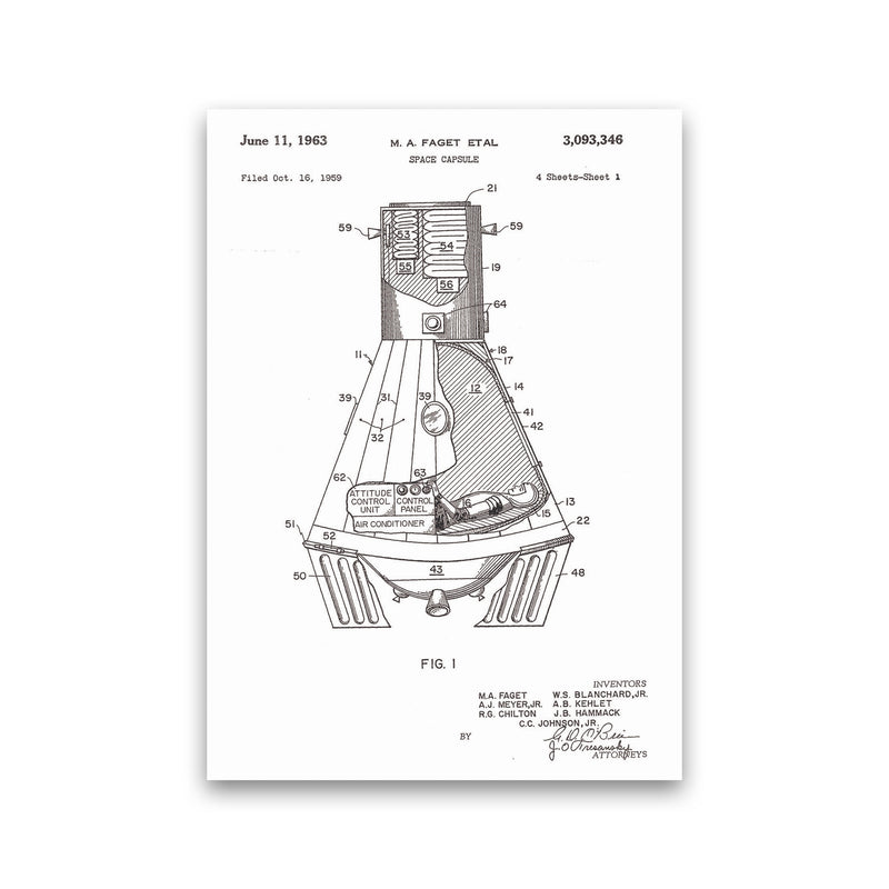 Space Capsule Patent Art Print by Jason Stanley Print Only