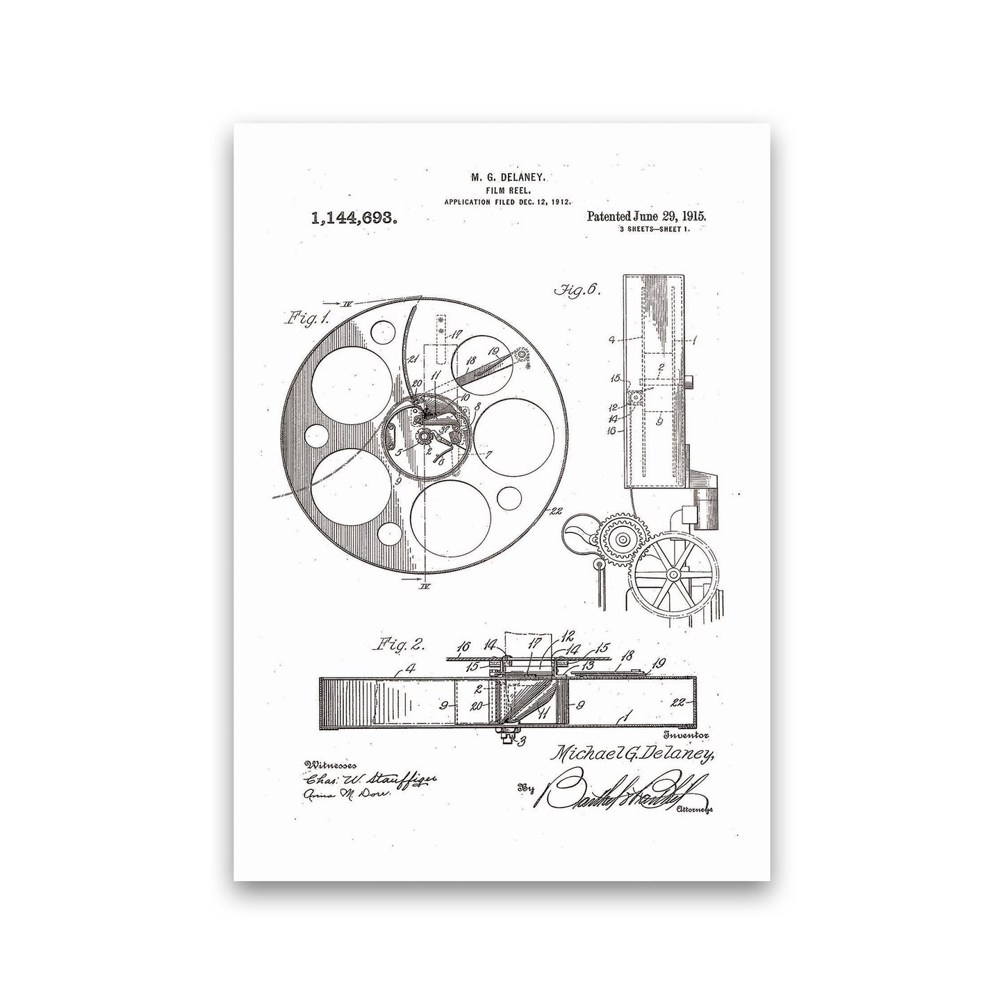 Film Reel Patent 2 Art Print by Jason Stanley Print Only