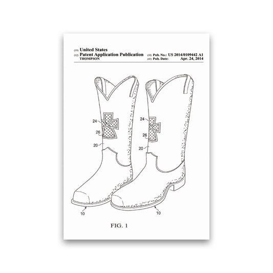 Cowboy Boots Patent Art Print by Jason Stanley Print Only