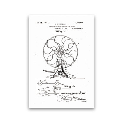 Electric Fan Patent Art Print by Jason Stanley Print Only